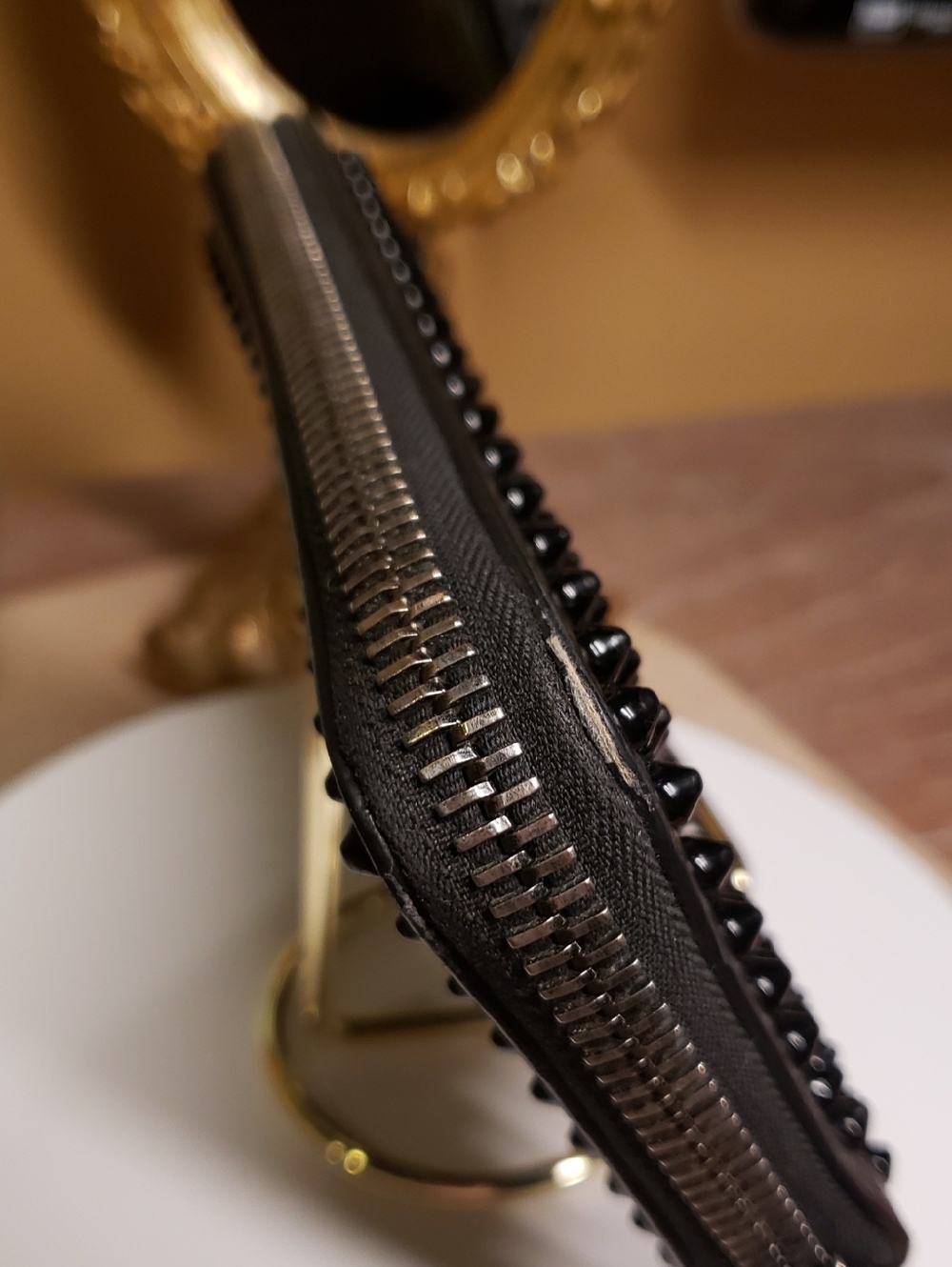 Christian Louboutin Black Studded Zip Wallet with Black Spikes EUC - Picture 14 of 16